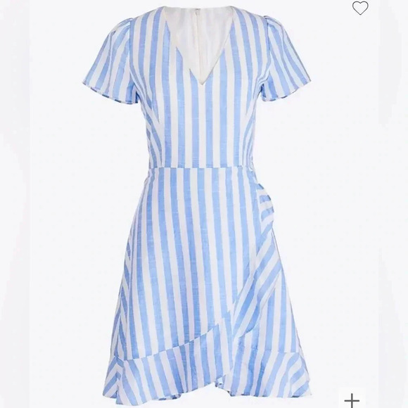 J. Crew | Blue / White Striped Faux Wrap Dress - Picture 2 of 11